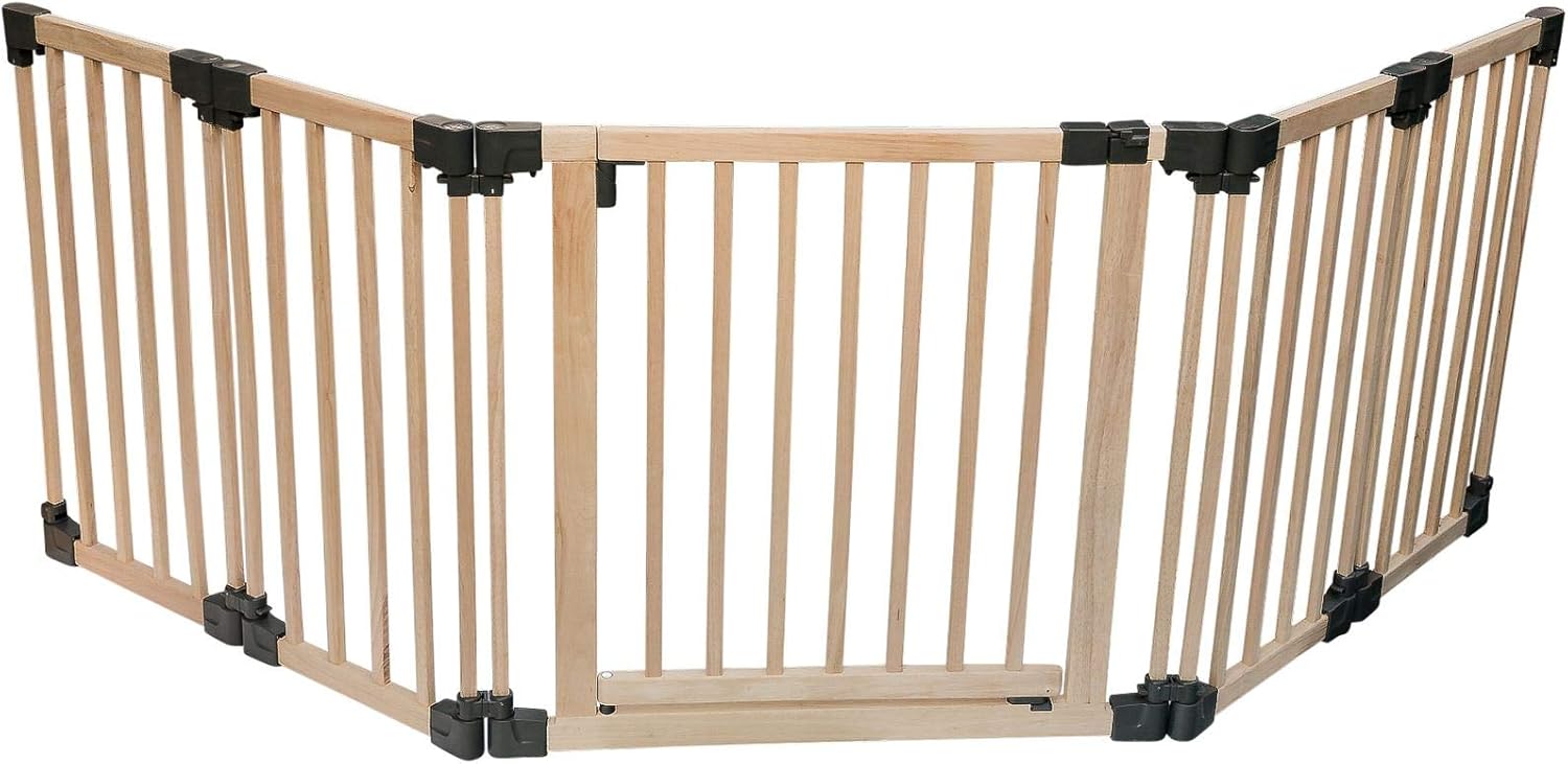 Safetots Wooden Multi Panel Multi Use Safety Barrier, Up to 256cm, Natural Wood, Flexible Room and Stair Barrier