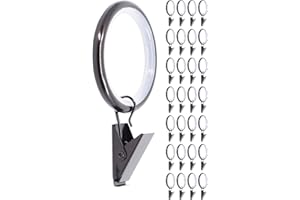 Meriville Drapery Curtain Rings with Clip - 1.5-Inch Inner Diameter, Fits Up to 1 1/4-Inch Rod (Set of 28 with Insert, Oil-Rubbed Bronze)