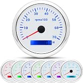 ARTILAURA Tachometer Boat Marine 7000 RPM Gauge 85mm 3-3/8" 7 Color for Car AUTO Truck 9-32V (White)