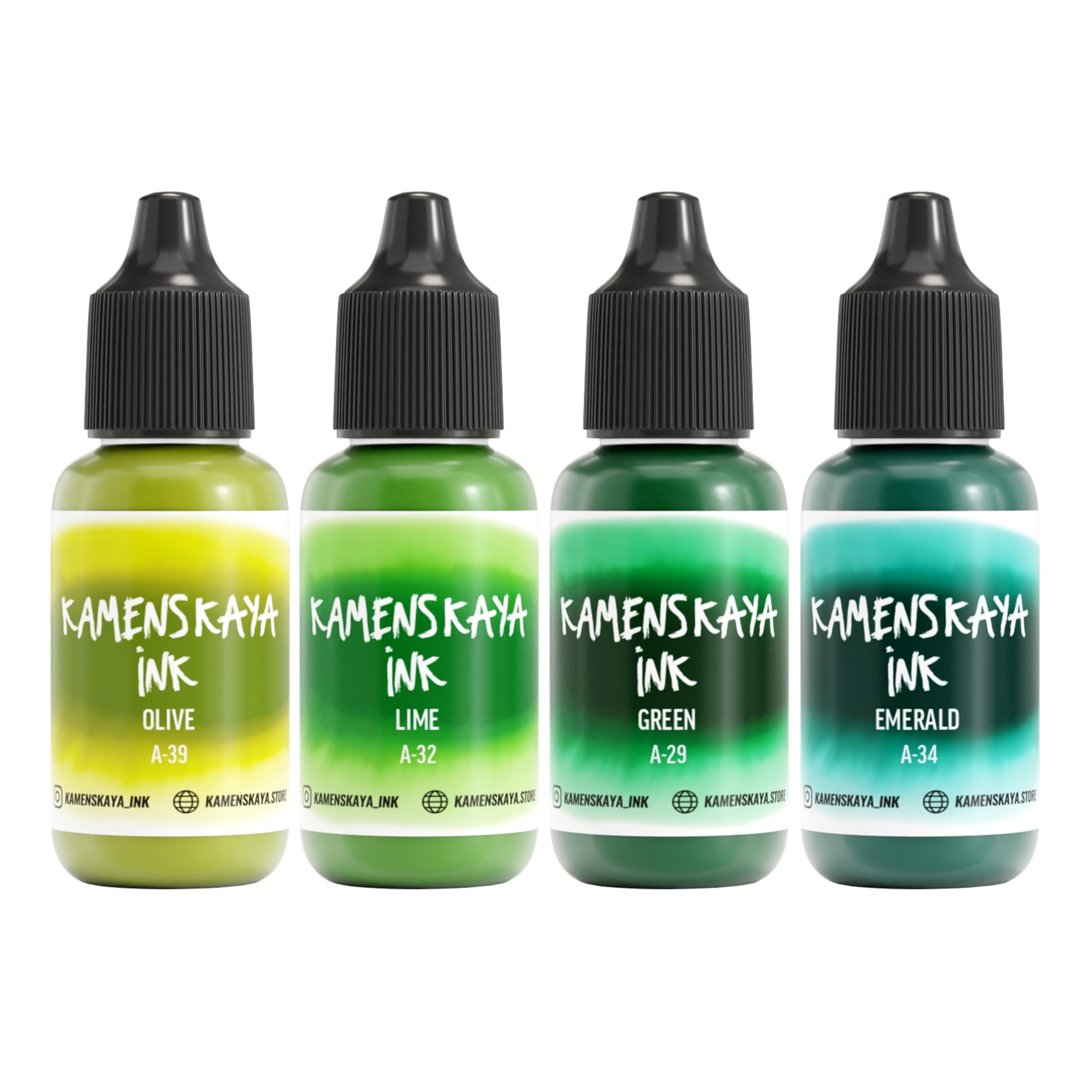 KAMENSKAYA Alcohol Ink Set #10 - Green Alcohol Inks - 4 pcs. 0.51 fl oz (15 ml) Each