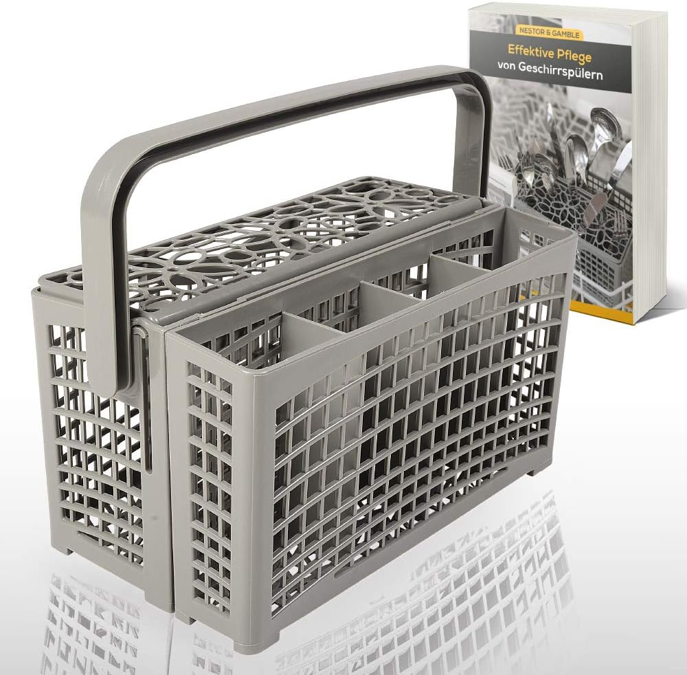 Nestor&Gamble | Universal-Besteckkorb mit innovativem 2 in 1 System für ALLE Spülmaschinen + GRATIS E-BOOK | Spülkorb für Geschirrspüler mit hitzebeständigem Kunststoff & extra stabilem Bodengitter