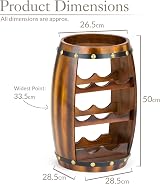 CHRISTOW Wooden Wine Rack Barrel Freestanding 8 Bottle Oak Effect 50cm view 7