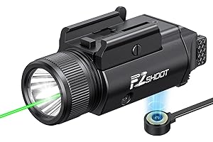EZshoot 2400 Lumens Laser Light Combo with Strobe Mode, High Lumen Pistol Flashlight, Magnetic Rechargeable Green Laser Light
