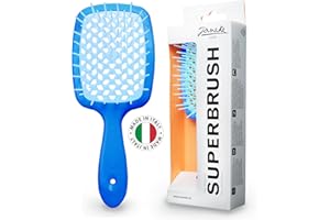 JÄNEKE Janeke Superbrush Detangler Brush Anti-static Hairbrush Easy For Wet or Dry Use Flexible with Nylon Bristle Great for All Hair Types - Long Thick Curly -The Original Italian Patent (Blue)