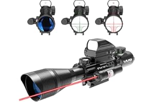 UUQ C4-12X50 Rifle Scope Dual Illuminated Reticle W/Laser Sight and Holographic Dot Reflex Sight