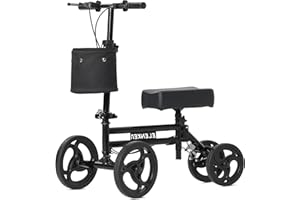 ELENKER Adjustable Steerable Knee Scooter for Foot Injuries Ankles Surgery Medical Knee Walker Crutches Alternative Black