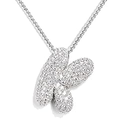 KissYan Bubble Letter Necklace Silver, White Gold