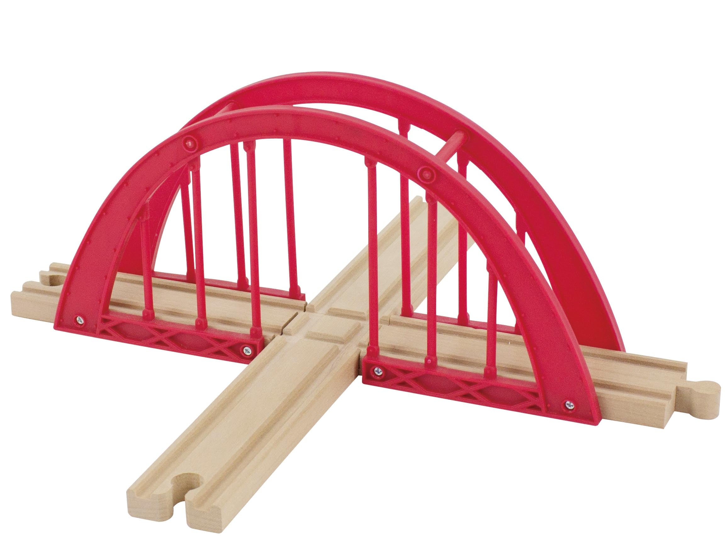 Inc. Red Intersection Bridge - Wooden Cross Track Compatible with Thomas & Friends, Brio Railway and More