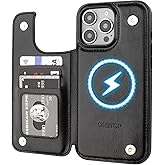 ONETOP Compatible with Magsafe for iPhone 16 Pro Max Wallet Case with Card Holder, PU Leather Kickstand RFID Blocking Case, Double Magnetic Clasp and Durable Shockproof Cover 6.9 Inch (Black)