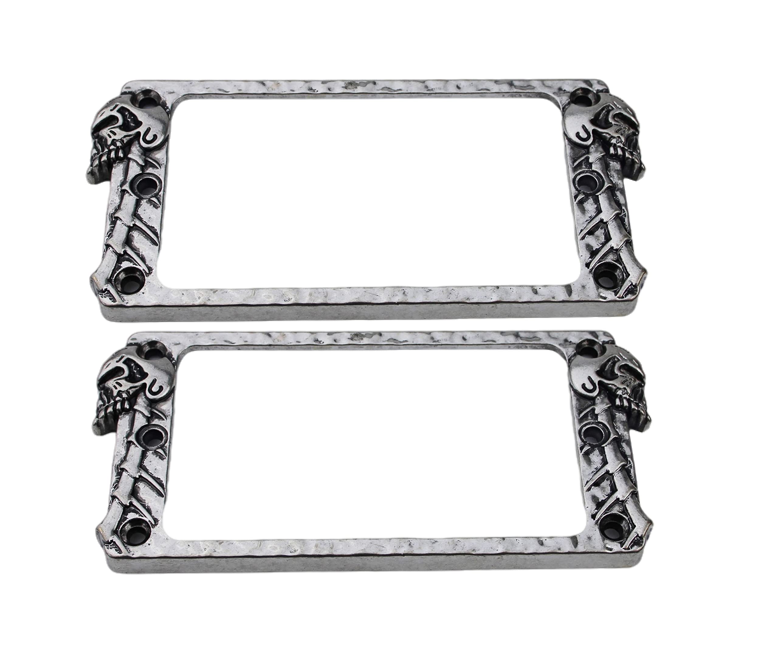 Guyker Metal Flat Humbucker Cover, Pickup Mounting Ring Set - Bridge Neck Pickups Frame Replacement Part for Electric Guitar or Precision Bass(2PCS, PR007 Antique Silver)