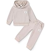 ZOEREA Toddler Baby Boy Clothes Sweatsuit Long Sleeve Hoodie Sweatshirt Top & Bottom Outfit Set Solid Color 1-5T