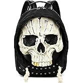 ZGRJSZDD Men and Women PVC 3D Gothic Halloween Skull Backpack Purse, Beige 3239