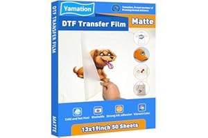 Yamation DTF Transfer Film: 13x19 Inch 50 Sheets Premium Double-Sided Matte Finish PET Transfer Paper Direct to Film Transfer Paper for T-Shirt