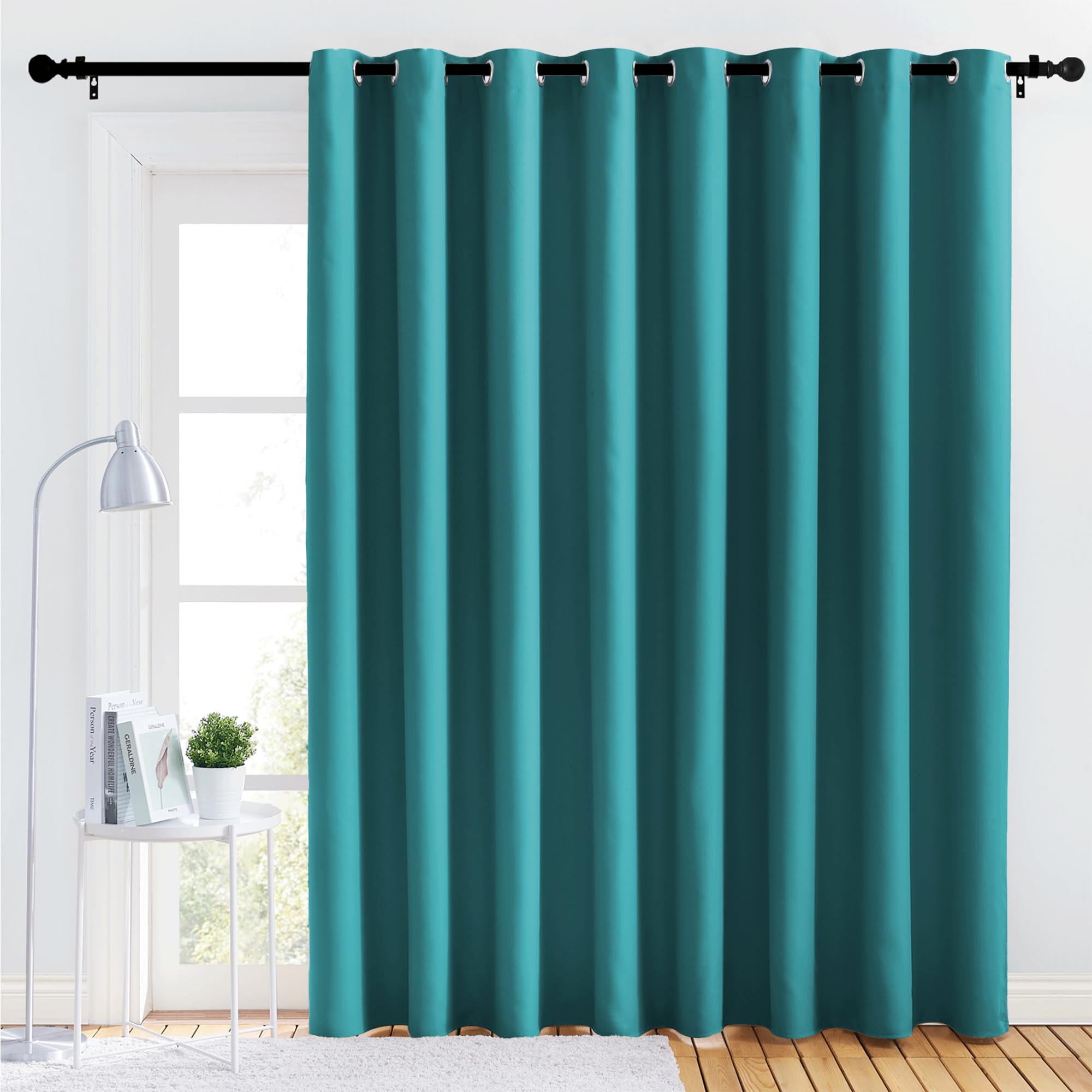 NICETOWN Lower Noise Room Divider Curtain Screen Partitions, Peacock Teal, 1 Panel, 84" Tall x 120" Wide, Blackout Sound Reducing Divider Room Curtain Panel for Doorway/Sliding Door/Patio Image