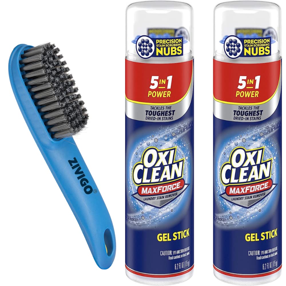 2 Oxi Max Force Gel Stick Stain Remover, 6.2 Ounce - With Laundry stain brush remover
