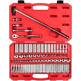 TEKTON 3/8 Inch Drive 12-Point Socket and Ratchet Set, 73-Piece | SKT15312 | (1/4 - 1 in., 6 - 24 mm), Shallow and Deep, Case