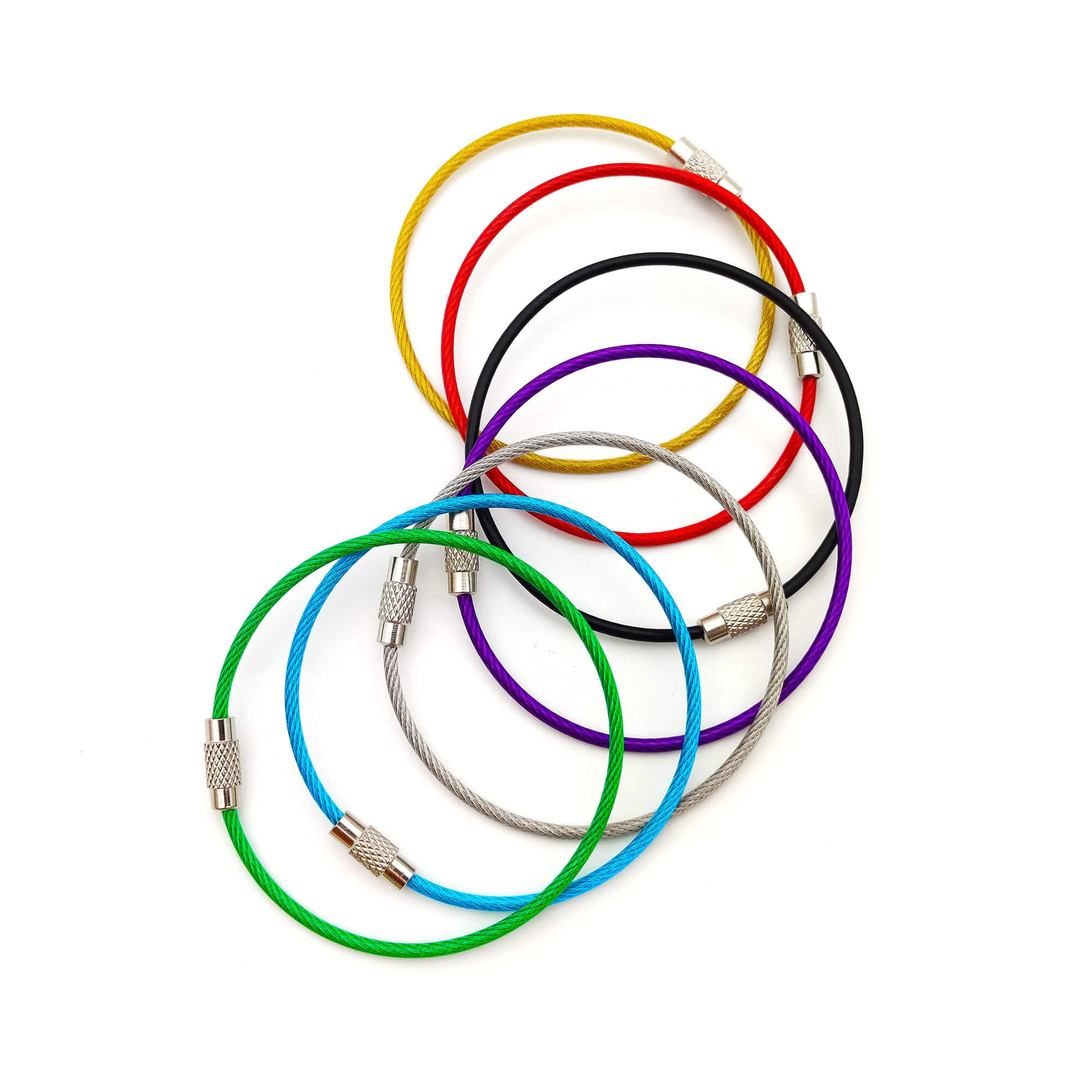 Jollyants Key Rings Stainless Steel Key Chains for Women & Luggage Tag Loops, Key chain Accessories Multicolor 7 Pack, 6.8 inches