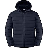 wantdo Men's Big and Tall Lightweight Puffer Jacket Quilted Warm Winter Coat Windproof Winter Jackets with Hood