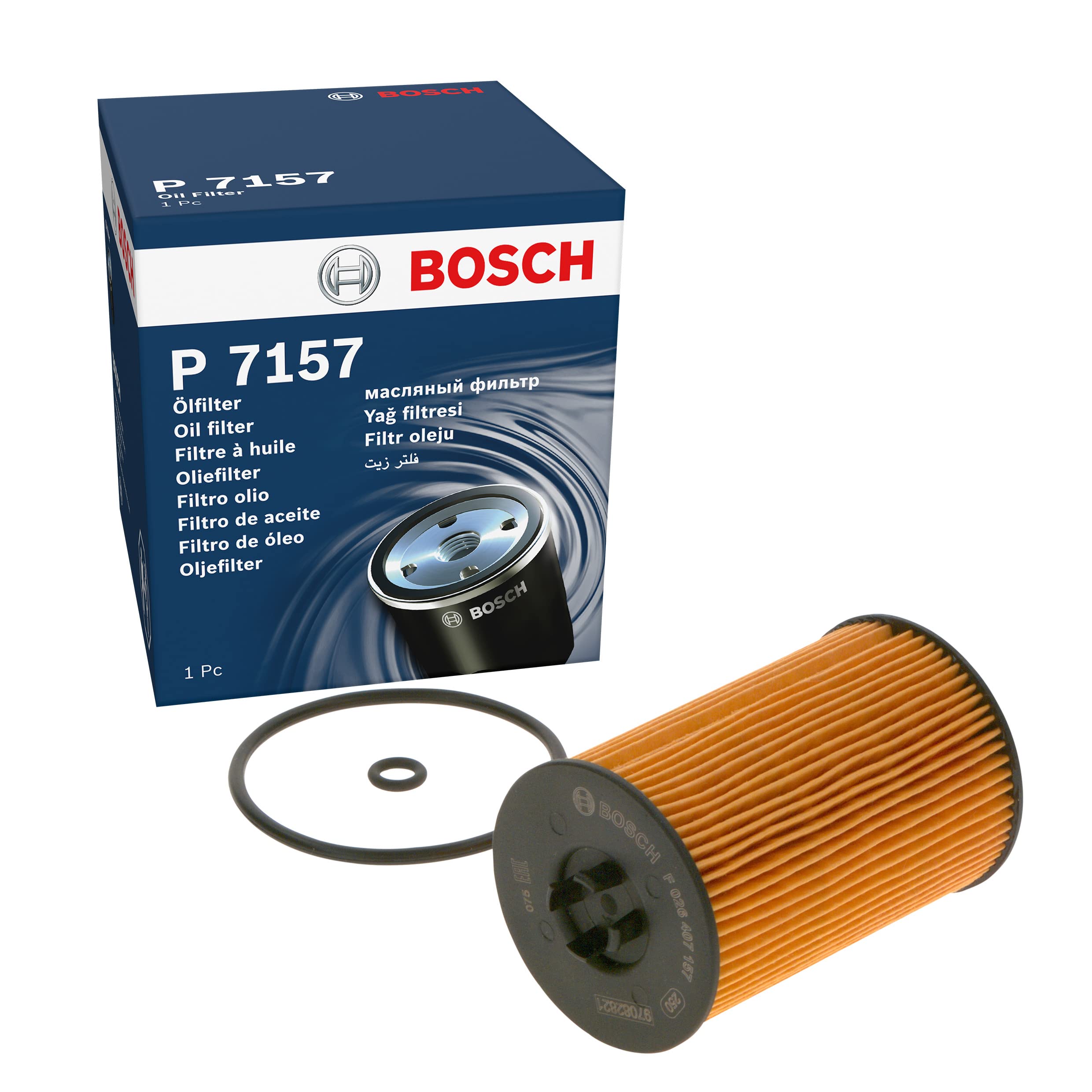 Bosch P7157 Car Oil Filter - Separates Soot and Metal Particles from Engine Oil - Provides Reliable Engine Lubrication