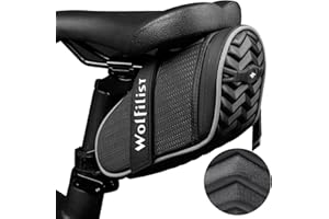 WOLFILIST Bike Seat Bag - Saddle Bag for Mountain and Road Bikes, Cycling Seat Pack with 3D Shell Design, Fits Under Seat (Black)