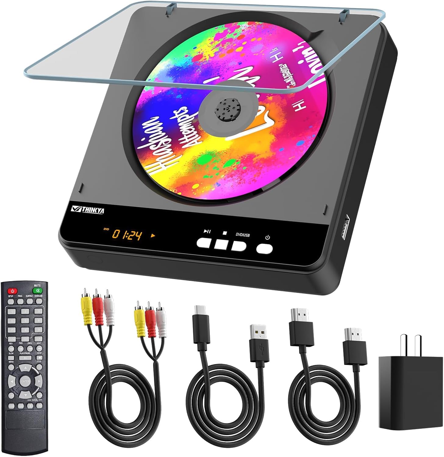 Photo 1 of Portable DVD Player, All Region Free DVD Player with 1080P HDMI Upscaling for Smart TV, Compact Mini DVD Player with HDMI & AV Output, USB Playback, Anti-Shock, Remote Included