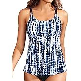 Women Underwire Tankini Top Only - Modest Flowy Bathing Suit Swimsuit Tops with Bra Support No Bottom