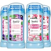 Suave Antiperspirant Deodorant for Women, Wild Cherry Blossom + Sweet Pea & Violet Variety 4-Pack – Anti-Staining Invisible Solid Sticks, Talc-Free, 2.6 Oz Ea