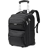 Sydioor Rolling Backpack, 17.7inch Rolling Backpack With Wheels for Adults, Roller Carry On Luggage Wheeled Backpack, Rolling Laptop Backpack for Men Women to Travel Business, Black