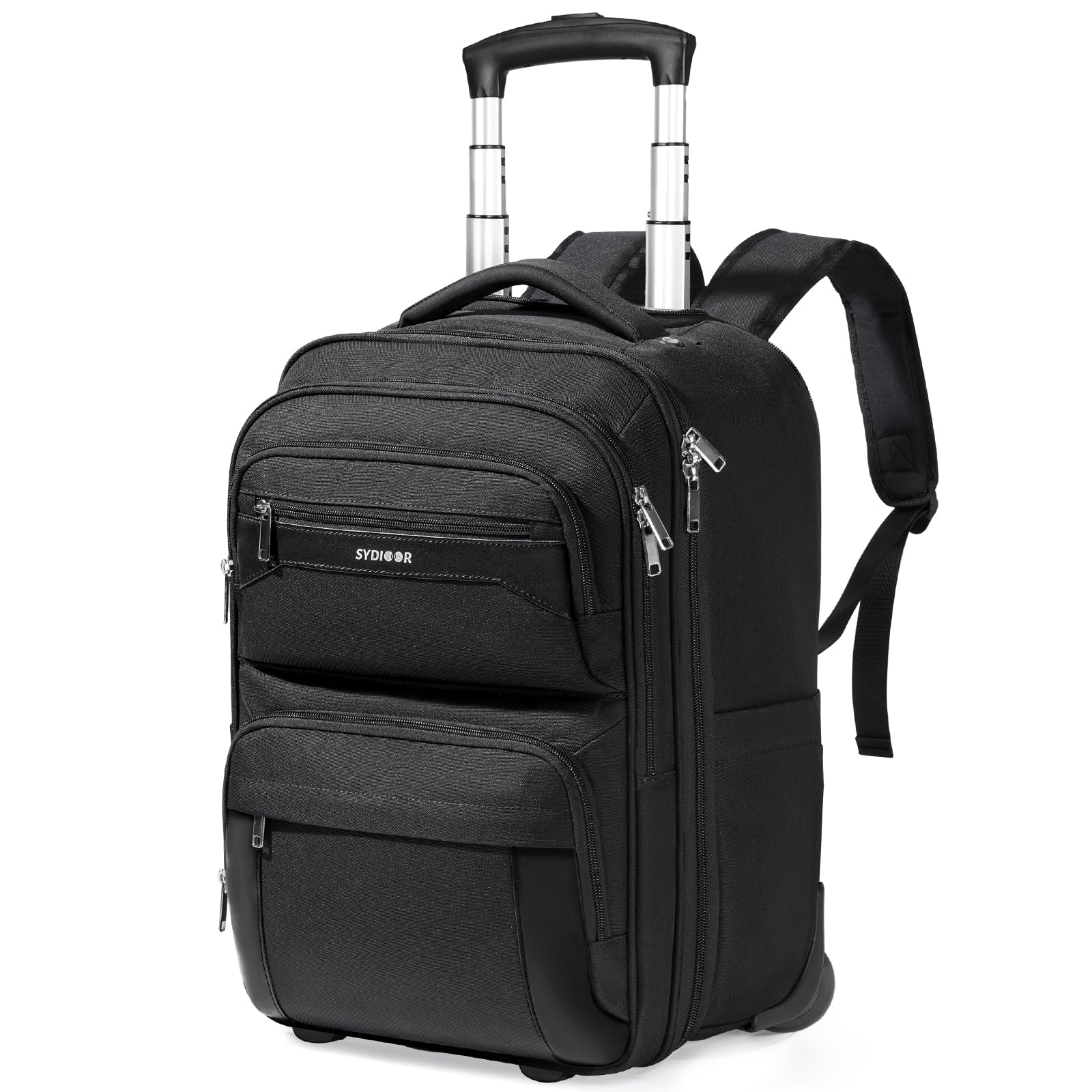 Photo 1 of Sydioor Rolling Backpack, 17.7inch Rolling Backpack With Wheels for Adults, Roller Carry On Luggage Wheeled Backpack, Rolling Laptop Backpack for Men Women to Travel Business, Black