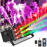 Hakuta 1000W DMX Fog Machine Smoke Machine with 12 LED Colorful Beam Light | with dry burn protection &amp; DMX Light Control&amp;Manual Control&amp;Wireless Remote,for Wedding,Halloween,Party and Stage Effect