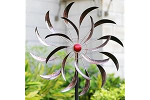 LEGIFO Wind Spinners Outdoor Metal Large, Wind Sculptures Pinwheels, Garden Windmills for Patio and Yard, Kinetic Wind Mill with Copper Color, Backyard Decor 22.5 * 81 inches