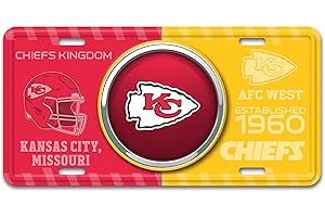 FANMATS 43262 Kansas City Chiefs Embossed Metal License Plate