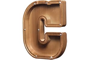 AORCMITN Large Wooden Letter Coin Personalized Piggy Bank for Boys Girls Kids Toddler Adults Money Bank Best Gift for Friends (9.2 Inch-C)