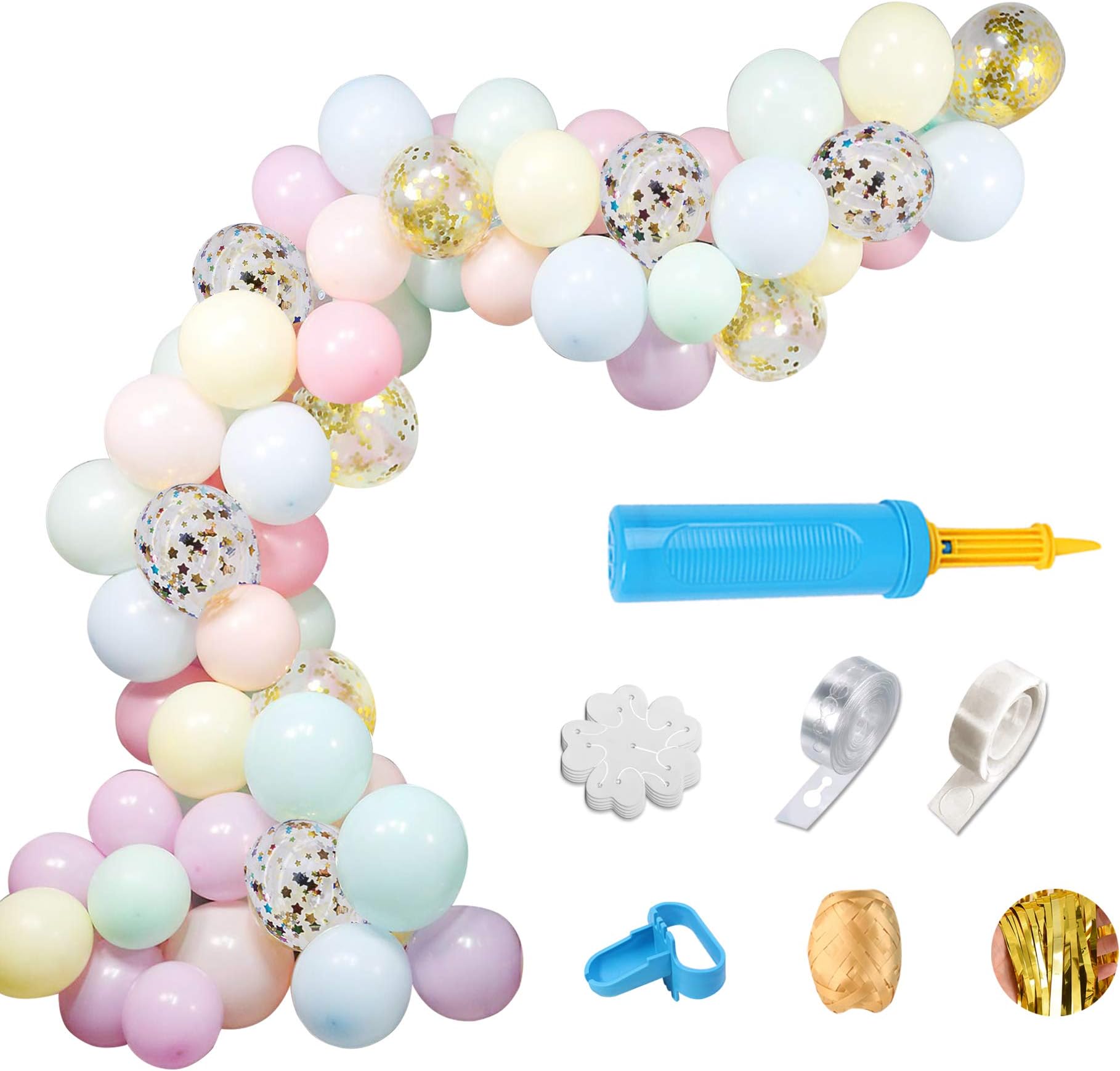 Balloon Garland Kit Balloon Arch Kit Party Balloons 110 PCS with 16Ft Balloon Strip Tape, Macaron Colorful Balloon Sets Background Decorations for Party, Birthday, Wedding, Ceremony
