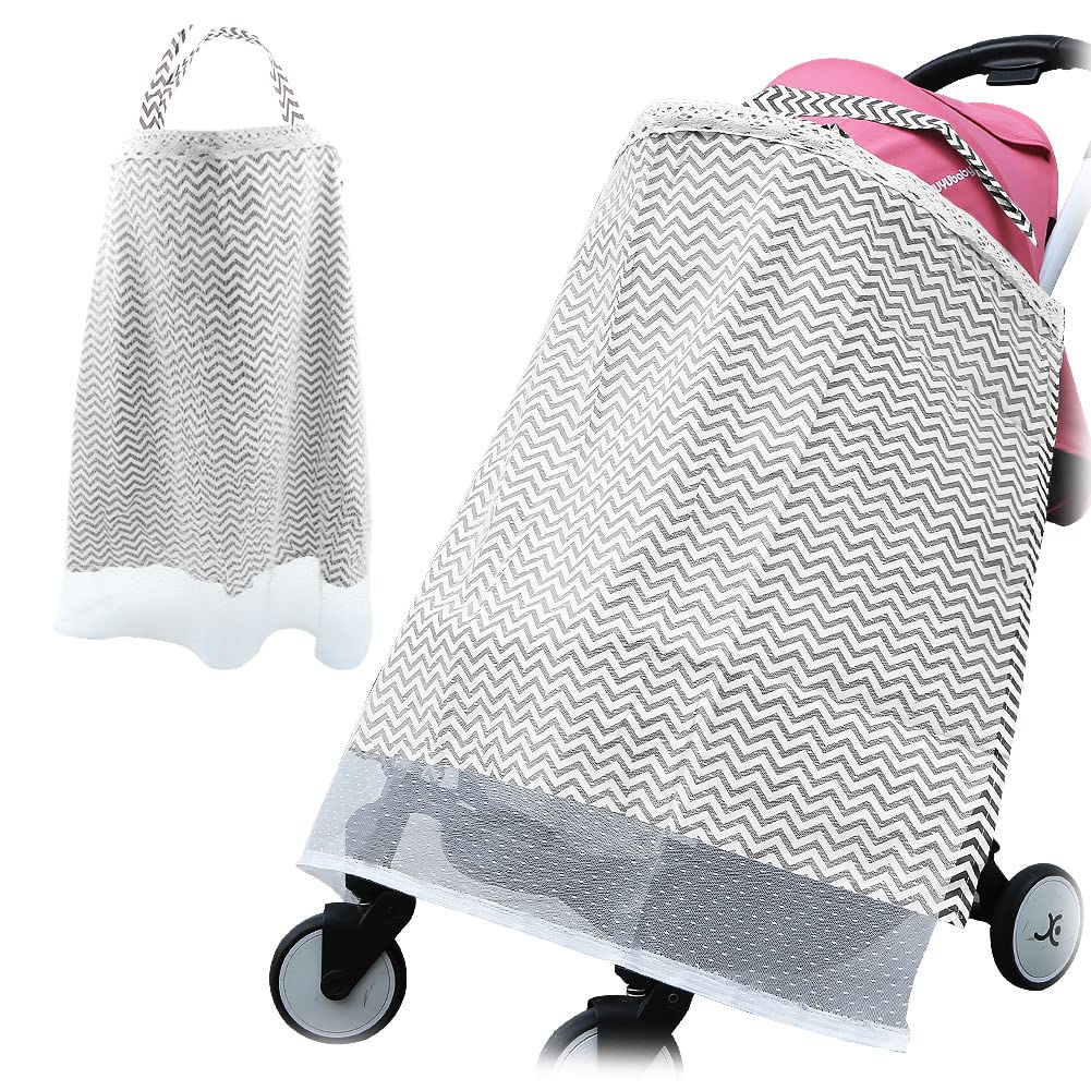 Large Nursing Cover, Breathable Breastfeeding Cover, Soft Breastfeeding Cover for Full Privacy Breastfeeding Protection, Pram Net Cover for Push Chair (Style G)