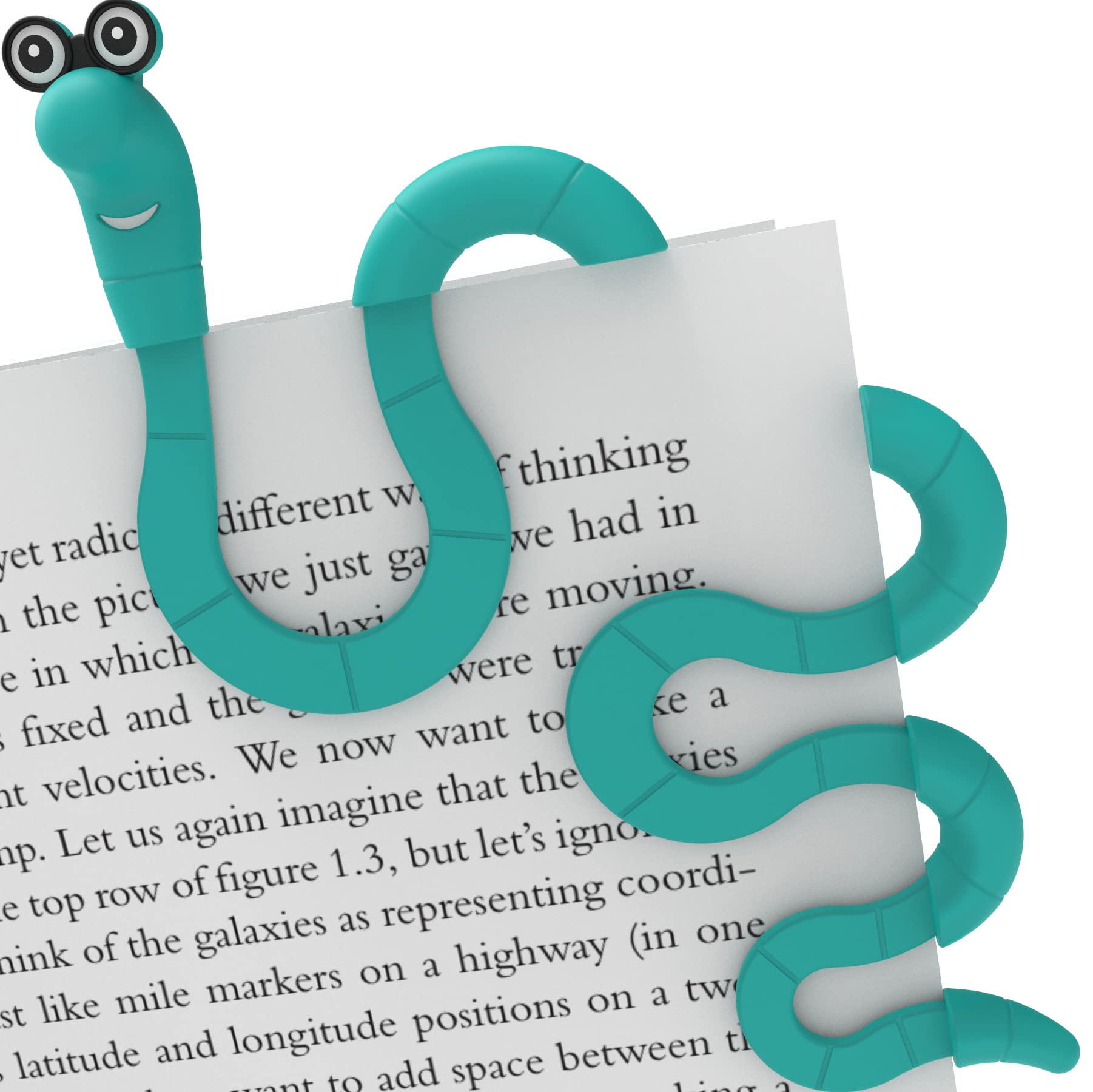 Clip Bookmarks for Women Kids and Men - Wally The Bookworm Cool Cute Bookmark and Page Holder Unique Gift Idea - Funny Book Marker and Reading Accessory for Book Lovers (Turquoise)