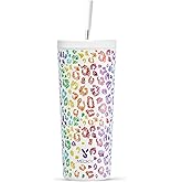 Meoky 24 oz Insulated Tumbler with Lid and Straw, Stainless Steel Vacuum Insulated Tumbler, Keeps Cold for 24 Hours, 100% Leak Proof, Fits in Car Cup Holder (Kiss)