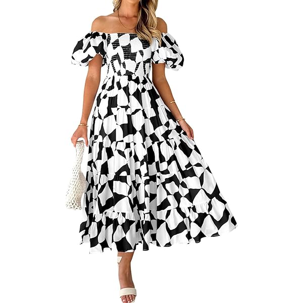 PRETTYGARDEN Women's 2025 Summer Boho Midi Dress Off