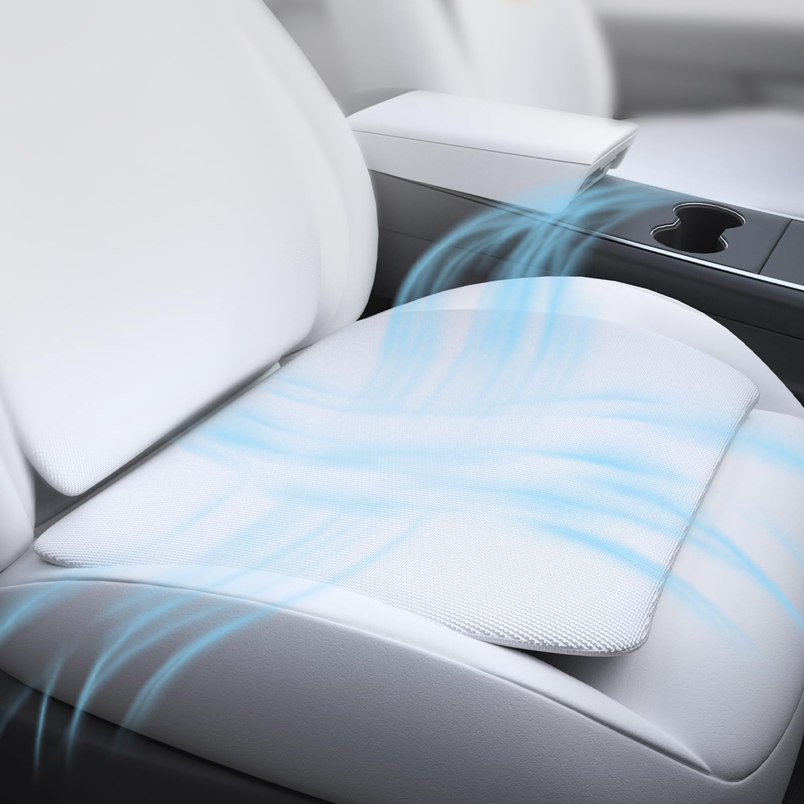 Photo 1 of (BAGGED) (USED/FAIR) DGXWLLW Seat Cushion for Tesla Model Y 3 S X Hollow-Out Breathable Cool 3D Air Mesh Seat Pad Strong Support Hip Pain Relief for Driving Fits Most Car Seat Office Chair Home Use Washable Easy, White