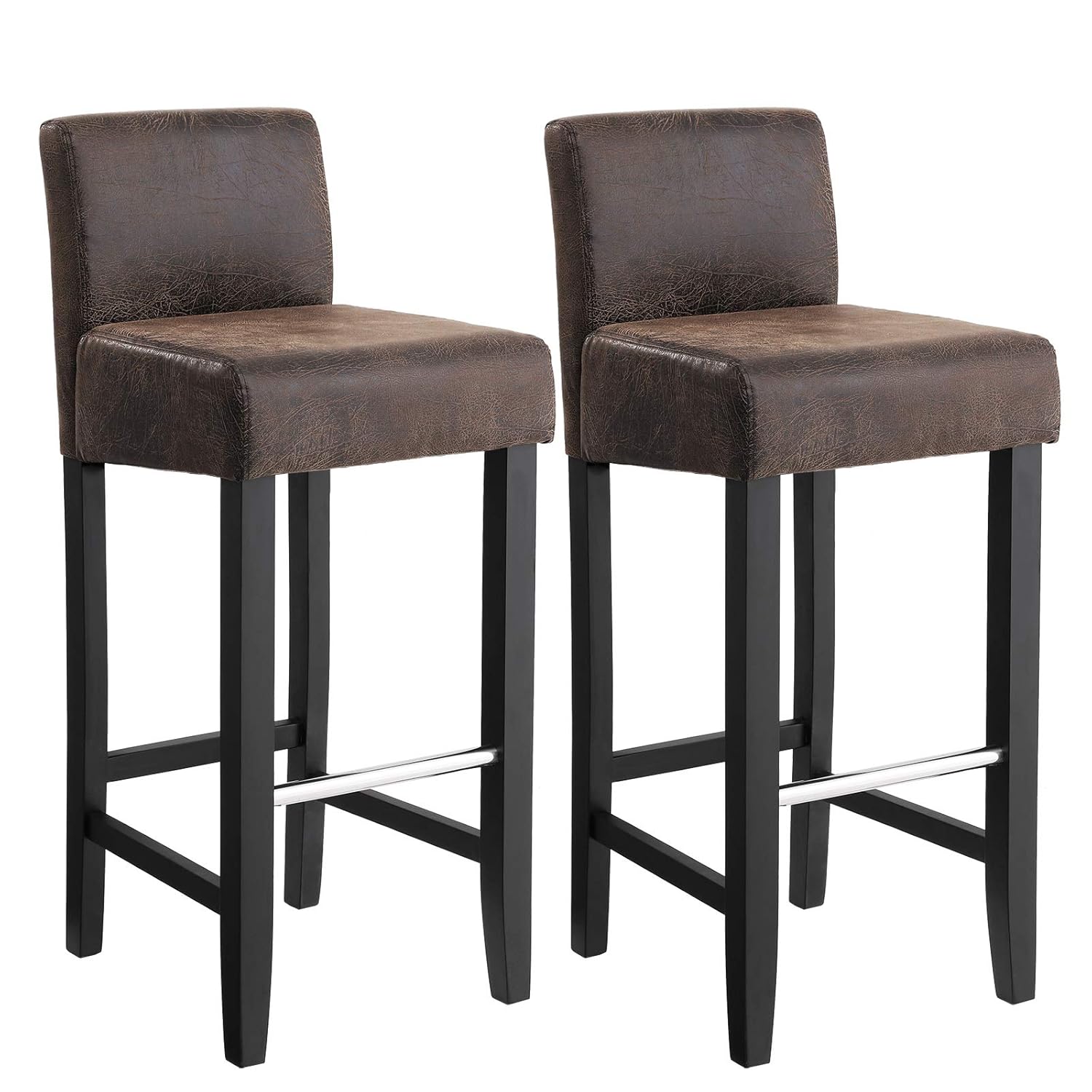 SONGMICS Conjunto De 2 Taburetes De Bar Sillas Altas Con Respaldo Bajo