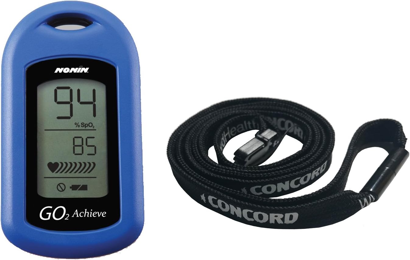 Nonin GO2 Achieve Fingertip Pulse Oximeter Blue with Concord Lanyard Combo