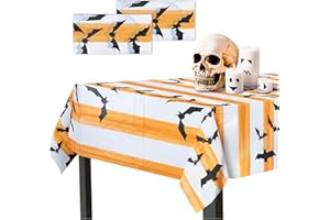 MATICAN Halloween Tablecloth, 2-Pack Disposable Table Cloths, Bats Plastic Covers, 54 x 108 Inches, Party Decorations