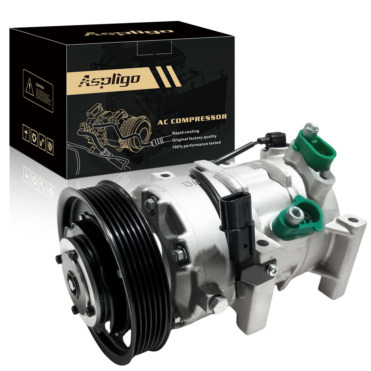 Photo 1 of Aspligo Air Conditioner AC Compressor Fits for Hyundai Accent 1.6L 2012-2017, for Kia Rio 1.6L 2012-2017, with A/C Clutch, CO20765C AC Compressor, Replaces 977011R100, 977011R100DR, 977011W600