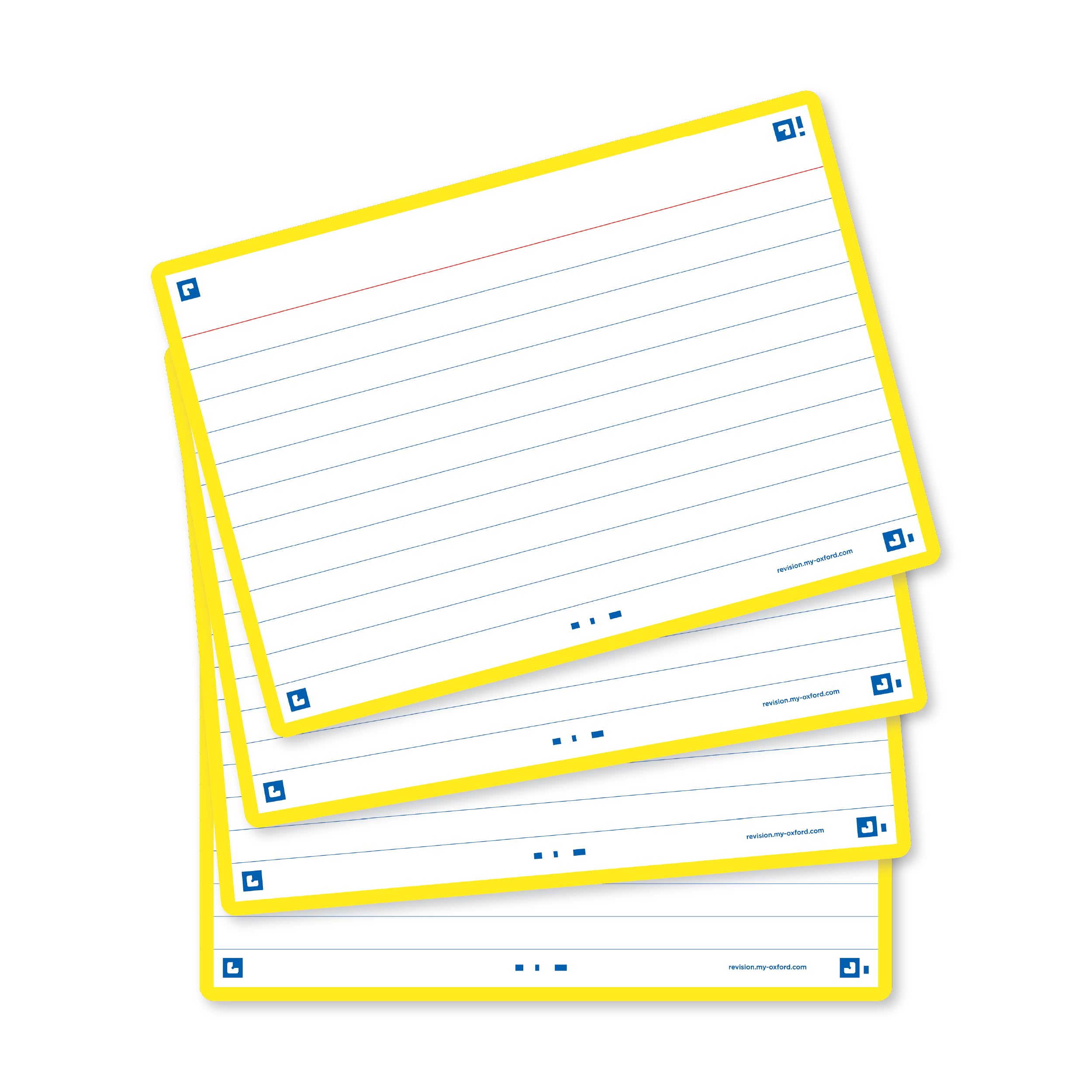 Oxford A6 Flash Cards, Ruled with Yellow Frame, Pack of 80