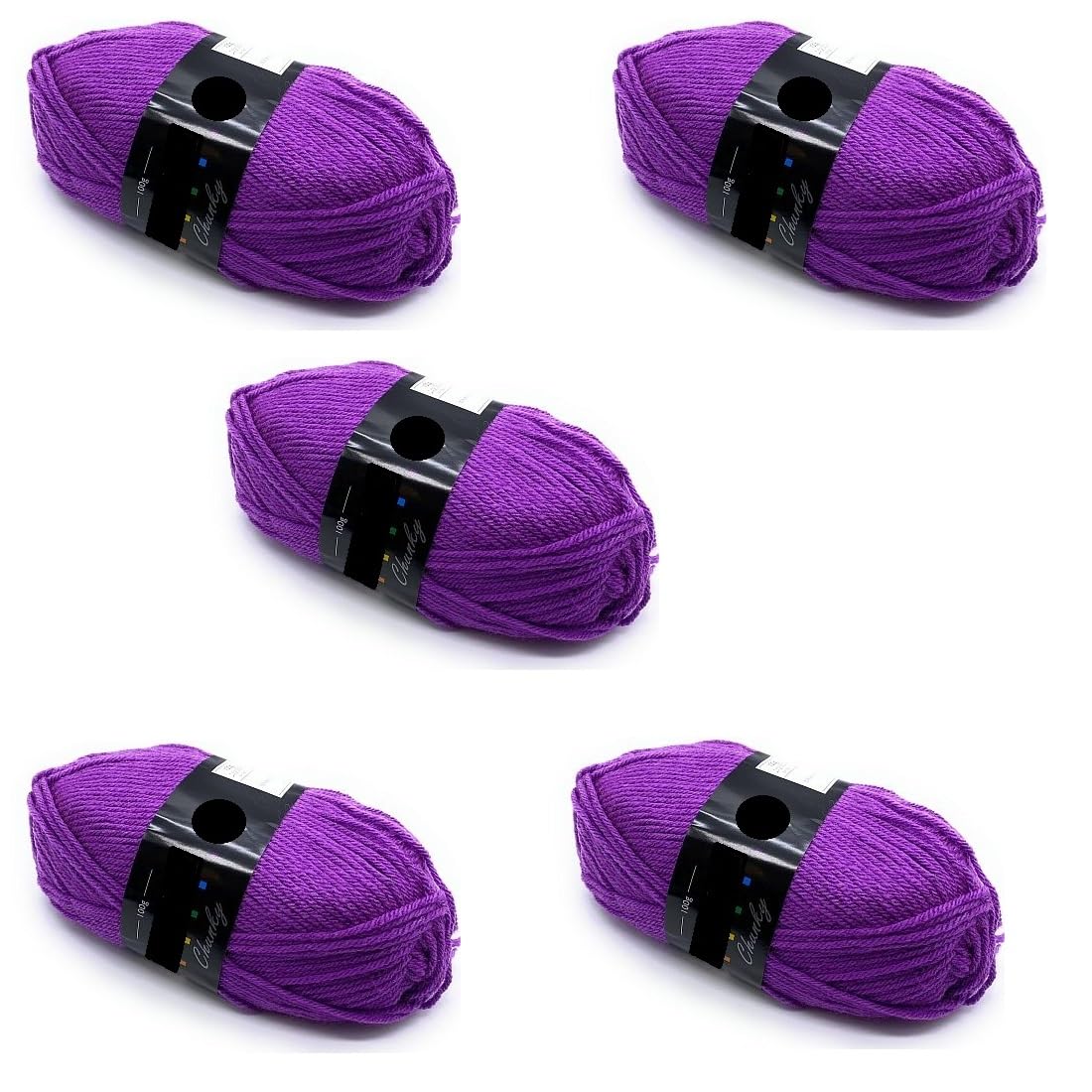 Lexicon Select Pack of 5 x 100g Balls Purple Chunky Wool - Thistle