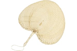 Framendino, 1 Pack Natural Raffia Fans Handmade Palm Leaf Handheld Bamboo Chinese Style Hand Weaving for Wedding Party Table Decoration Summer Cooling Supplies Home Wall Decor 12"