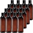 Bekith 16 Pack 8 ounce Amber Empty Plastic Bottles with Disc Top Flip Cap; BPA-Free Refillable Containers For Shampoo, Lotions, Liquid Body Soap, Creams
