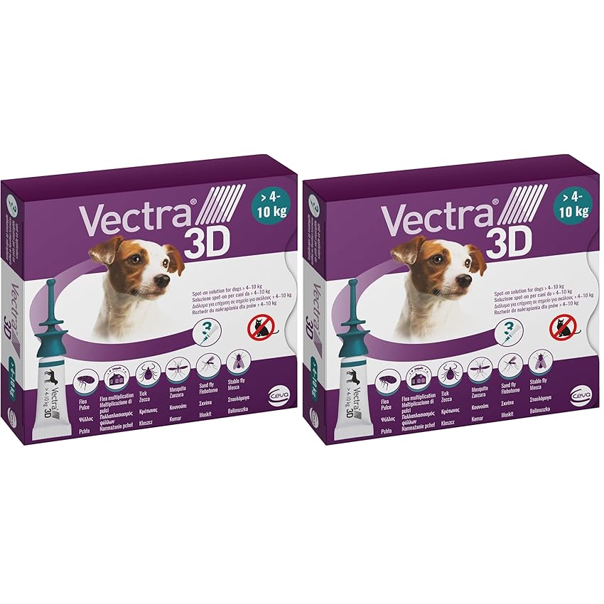 VECTRA 3D Antiparassitario per Cane 3 Pipette Antipulci Antizecche e Antizanzare per