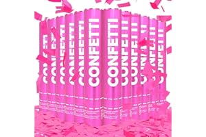 ZZPAKUE Confetti Cannon Pink Biodegradable Confetti Poppers 12Pack Party Poppers Confetti Shooters Pink Sticks for Wedding Graduation Engagement Anniversary Bridal Shower Valentines Day Birthday