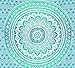 Madhu International Ombre Mandala tapestry Hippie Tapestries (Green and White, Twin (140 x 210 Cms / 54 x 82 Inches))